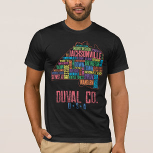 Jacksonville Duval County Florida Map USA T-shirt