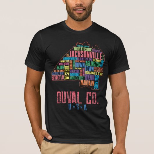 Jacksonville Duval County Florida Map USA T-shirt (Voorkant)