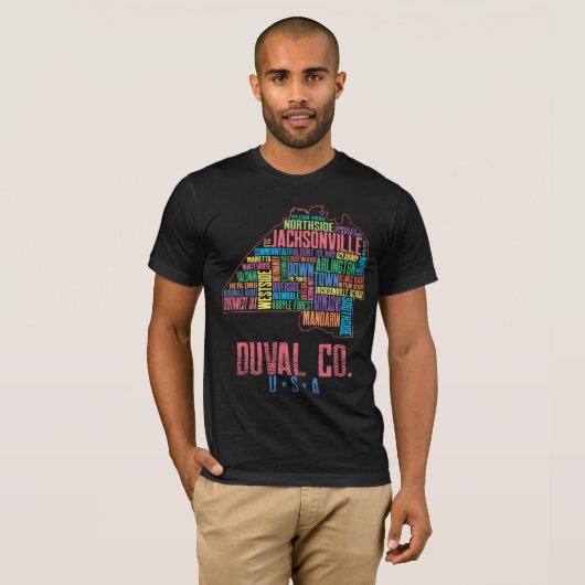 Jacksonville Duval County Florida Map USA T-shirt (Voorkant volledig)