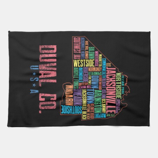 Jacksonville Duval County Florida Map USA Theedoek (Horizontaal)