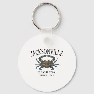 Jacksonville FL Blue Crab sinds 1564 gebogen zwart Sleutelhanger
