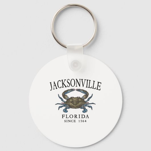 Jacksonville FL Blue Crab sinds 1564 gebogen zwart Sleutelhanger (Voorkant)
