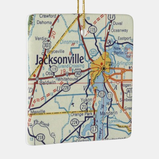 Jacksonville FL  Map Keramisch Ornament (Rechts)
