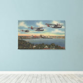 Jacksonville, FL - Navy Bombers over St. John's Canvas Afdruk (Insitu (Houten vloer))