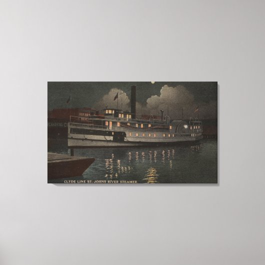 Jacksonville, FL - Night Uitzicht St. Johns River Canvas Afdruk (Voorkant)