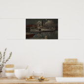 Jacksonville, FL - Night Uitzicht St. Johns River Poster (Keuken)