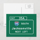 Jacksonville, FL Road Sign Briefkaart (Voorkant / Achterkant)