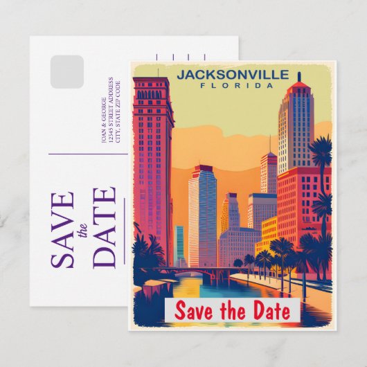 Jacksonville, FL, Save the date,  Briefkaart (Voorkant / Achterkant)