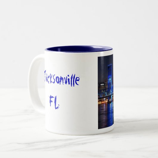 Jacksonville FL Tweekleurige Koffiemok (Voorkant links)