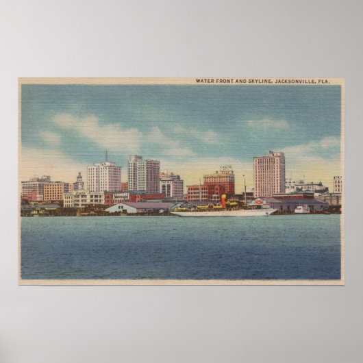 Jacksonville, FL - Uitzicht voor het waterfront &  Poster (Voorkant)