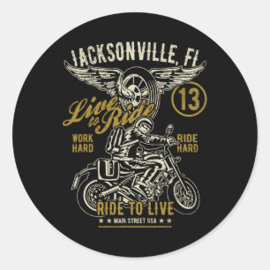 Jacksonville FL Verenigde Staten Distressed Style Ronde Sticker