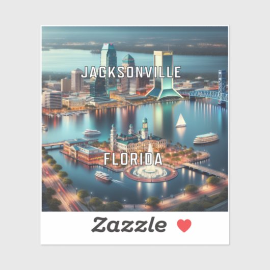 Jacksonville Florida 3 inch Vinyl Sticker (Vel)