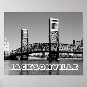 Jacksonville Florida Bridge Black en White Foto Poster