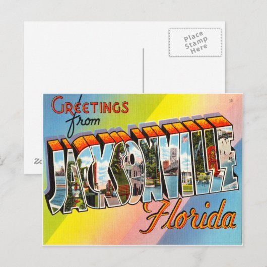 Jacksonville Florida Briefkaart (Voorkant / Achterkant)
