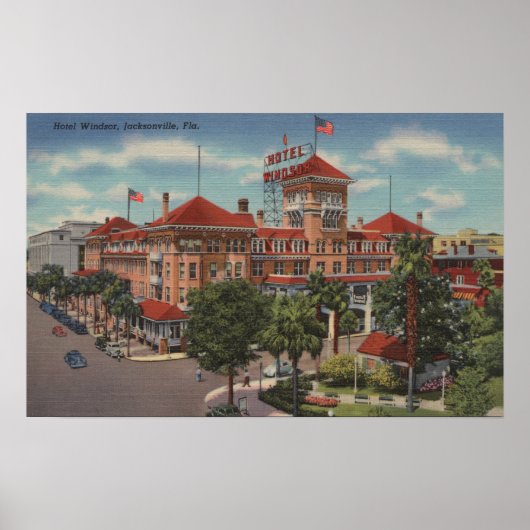 Jacksonville, Florida - Buiten Uitzicht van Hotel Poster (Voorkant)