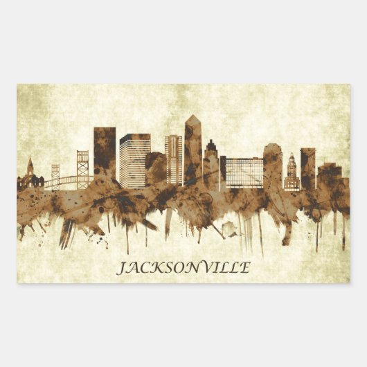 Jacksonville Florida Cityscape Rechthoekige Sticker (Voorkant)