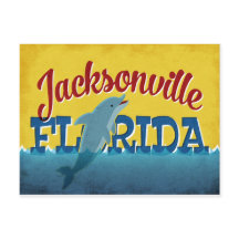 Jacksonville Florida Dolphin Retro Vintage Travel