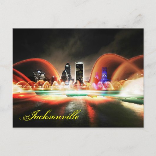Jacksonville, Florida en de Friendship Fountain Briefkaart (Voorkant)