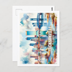 Jacksonville Florida Famous Travel waterverf Briefkaart