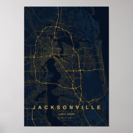 Jacksonville Florida gestileerde kaartprint Poster