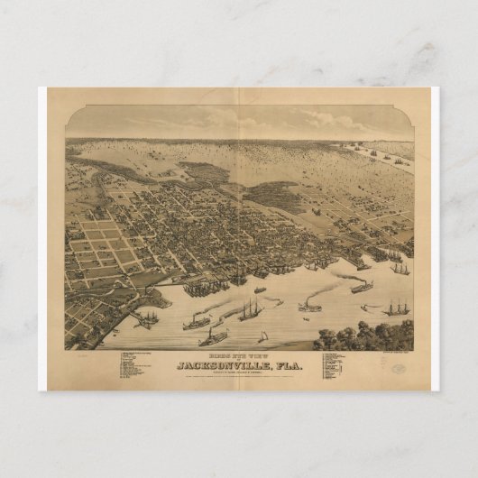 Jacksonville Florida in 1876 Briefkaart (Voorkant)
