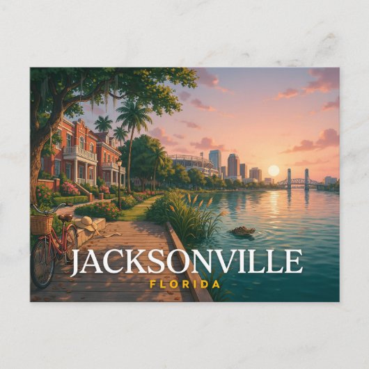 Jacksonville Florida Kust Rivierfront Reis  Briefkaart (Voorkant)
