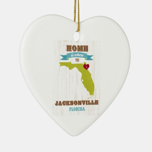 Jacksonville, Florida Map - Home is waar Keramisch Ornament (Rechts)