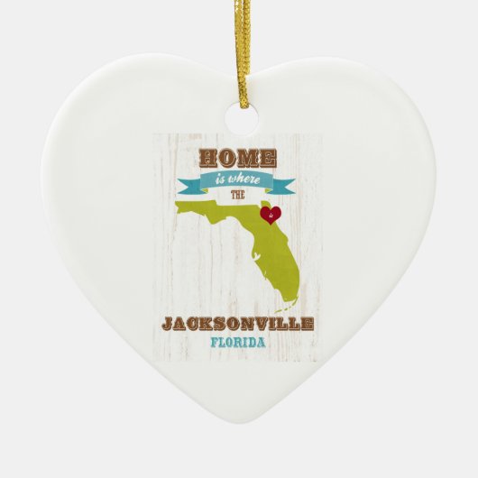 Jacksonville, Florida Map - Home is waar Keramisch Ornament (Voorkant)