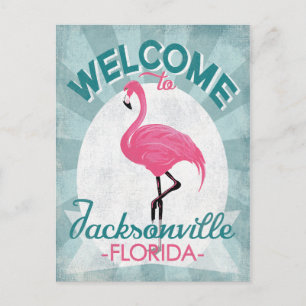 Jacksonville Florida Pink Flamingo Retro Briefkaart