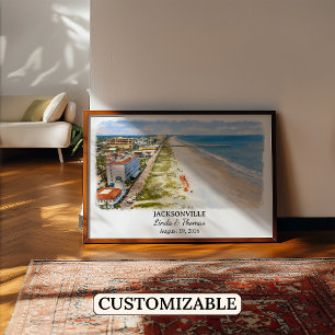 Jacksonville Florida Poster, Aquarel, Op Maat Poster
