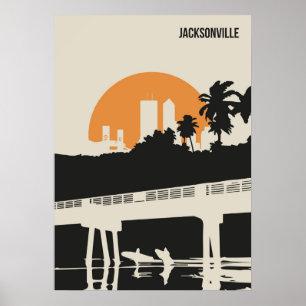 Jacksonville Florida Retro Minimal Book Hoesje Poster
