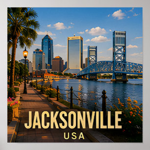 Jacksonville Florida Riverfront reisgeschenk Poster