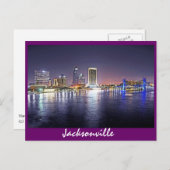 Jacksonville, Florida 's nachts Briefkaart (Voorkant / Achterkant)