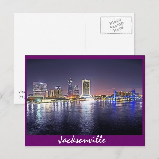 Jacksonville, Florida 's nachts Briefkaart (Voorkant / Achterkant)