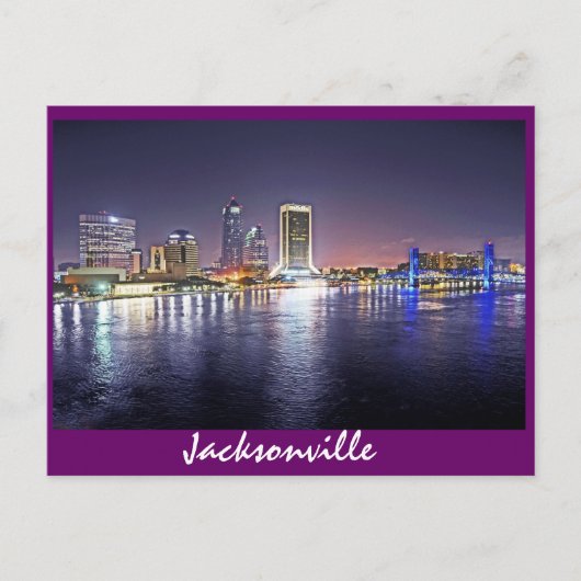 Jacksonville, Florida 's nachts Briefkaart (Voorkant)