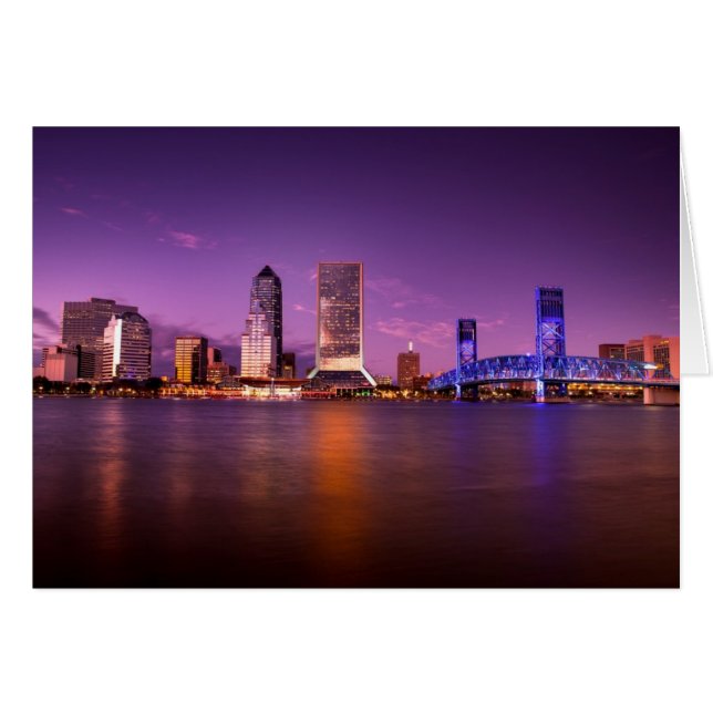 Jacksonville Florida Skyline bij nacht (Voorkant Horizontaal)
