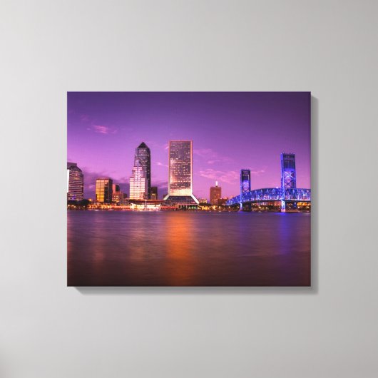 Jacksonville Florida Skyline bij nacht Canvas Afdruk (Voorkant)