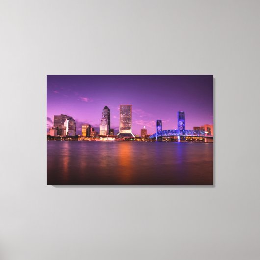 Jacksonville Florida Skyline bij nacht Canvas Afdruk (Voorkant)
