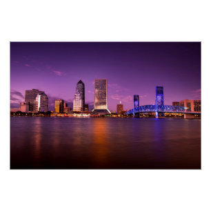 Jacksonville Florida Skyline bij nacht Poster