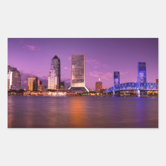 Jacksonville Florida Skyline bij nacht Rechthoekige Sticker (Voorkant)