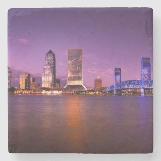 Jacksonville Florida Skyline bij nacht Stenen Onderzetter (Voorkant)