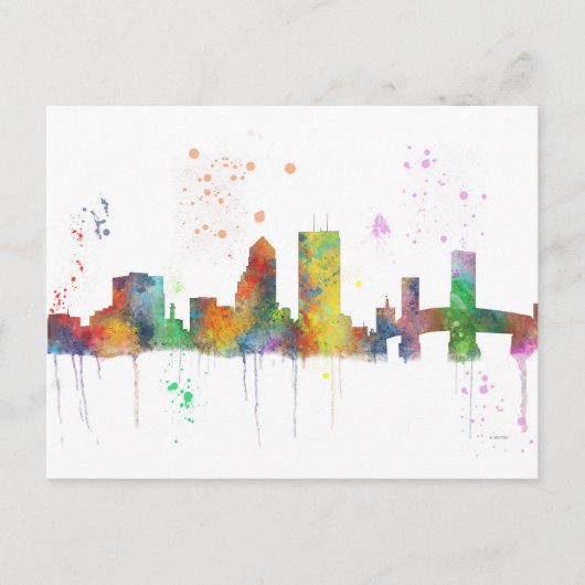 JACKSONVILLE, FLORIDA SKYLINE BRIEFKAART (Voorkant)