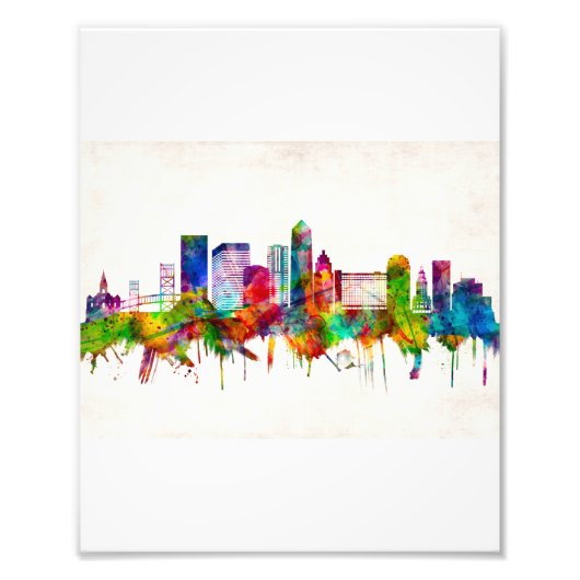 Jacksonville Florida Skyline Foto Afdruk (Voorkant)