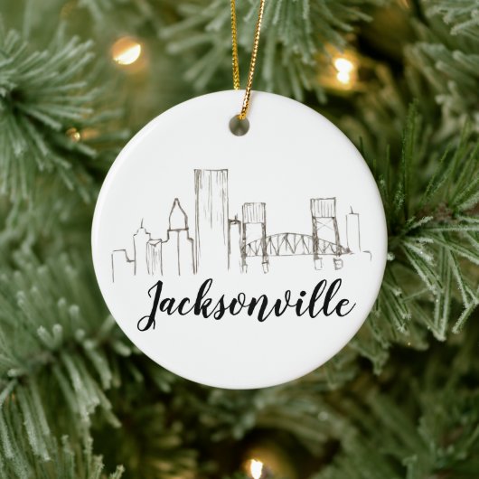 Jacksonville Florida Skyline Illustratie Kunst Keramisch Ornament (Boom)