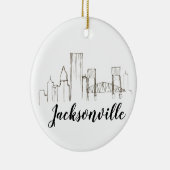 Jacksonville Florida Skyline Illustratie Kunst Keramisch Ornament (Rechts)