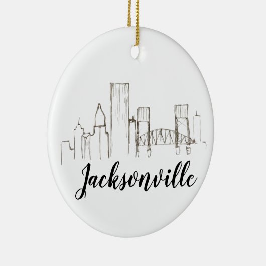 Jacksonville Florida Skyline Illustratie Kunst Keramisch Ornament (Rechts)