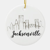 Jacksonville Florida Skyline Illustratie Kunst Keramisch Ornament (Voorkant)