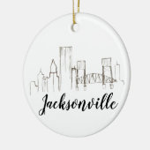 Jacksonville Florida Skyline Illustratie Kunst Keramisch Ornament (Links)