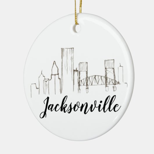 Jacksonville Florida Skyline Illustratie Kunst Keramisch Ornament (Links)