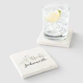 Jacksonville Florida Skyline Illustratie Kunst Stenen Onderzetter (Zijkant)